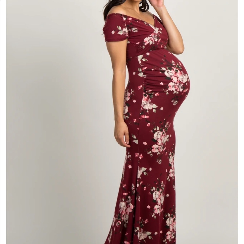 Pink blush Maternity gown off-shoulder